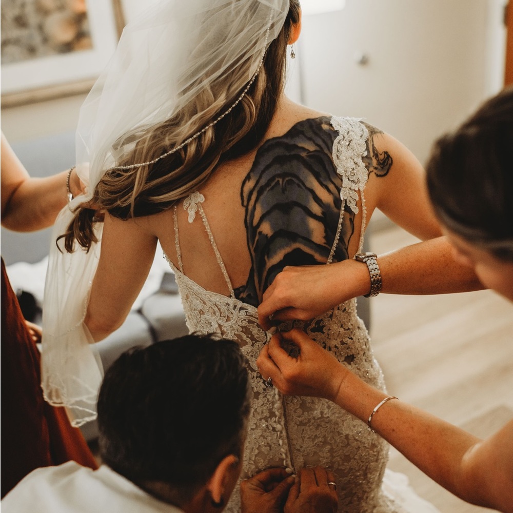 Gorgeous wedding gown and veil